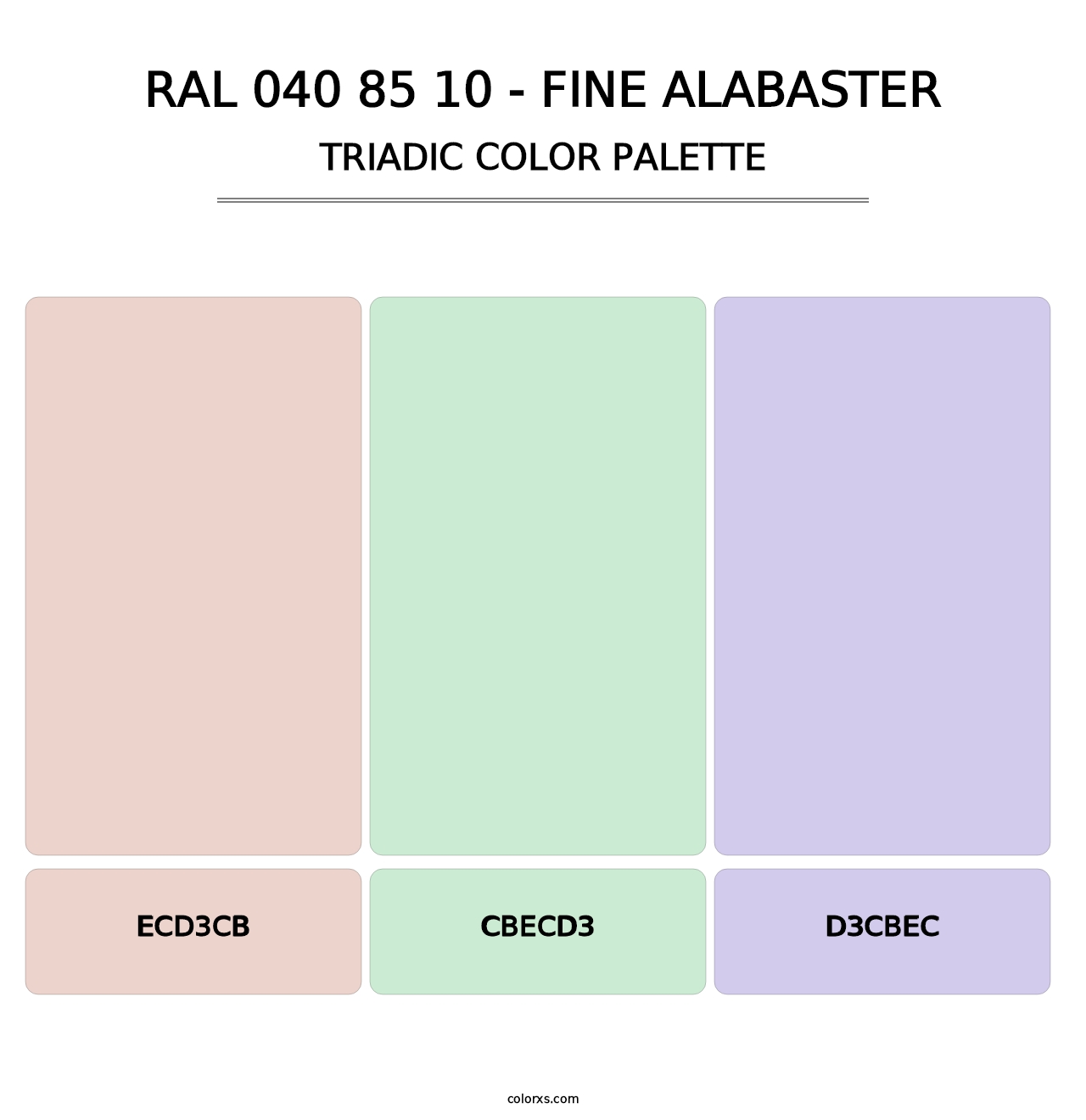 RAL 040 85 10 - Fine Alabaster - Triadic Color Palette