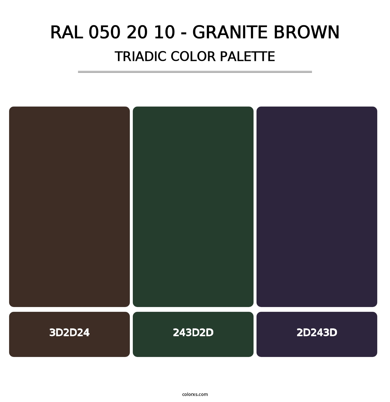 RAL 050 20 10 - Granite Brown - Triadic Color Palette