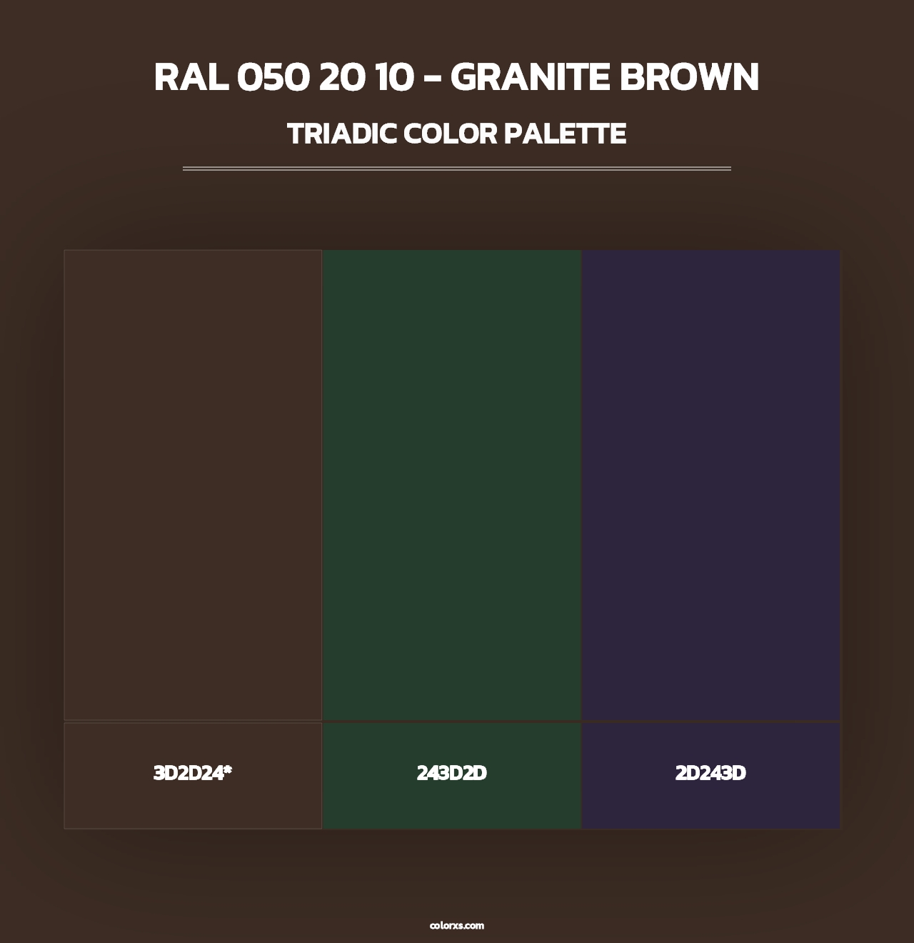 RAL 050 20 10 - Granite Brown - Triadic Color Palette