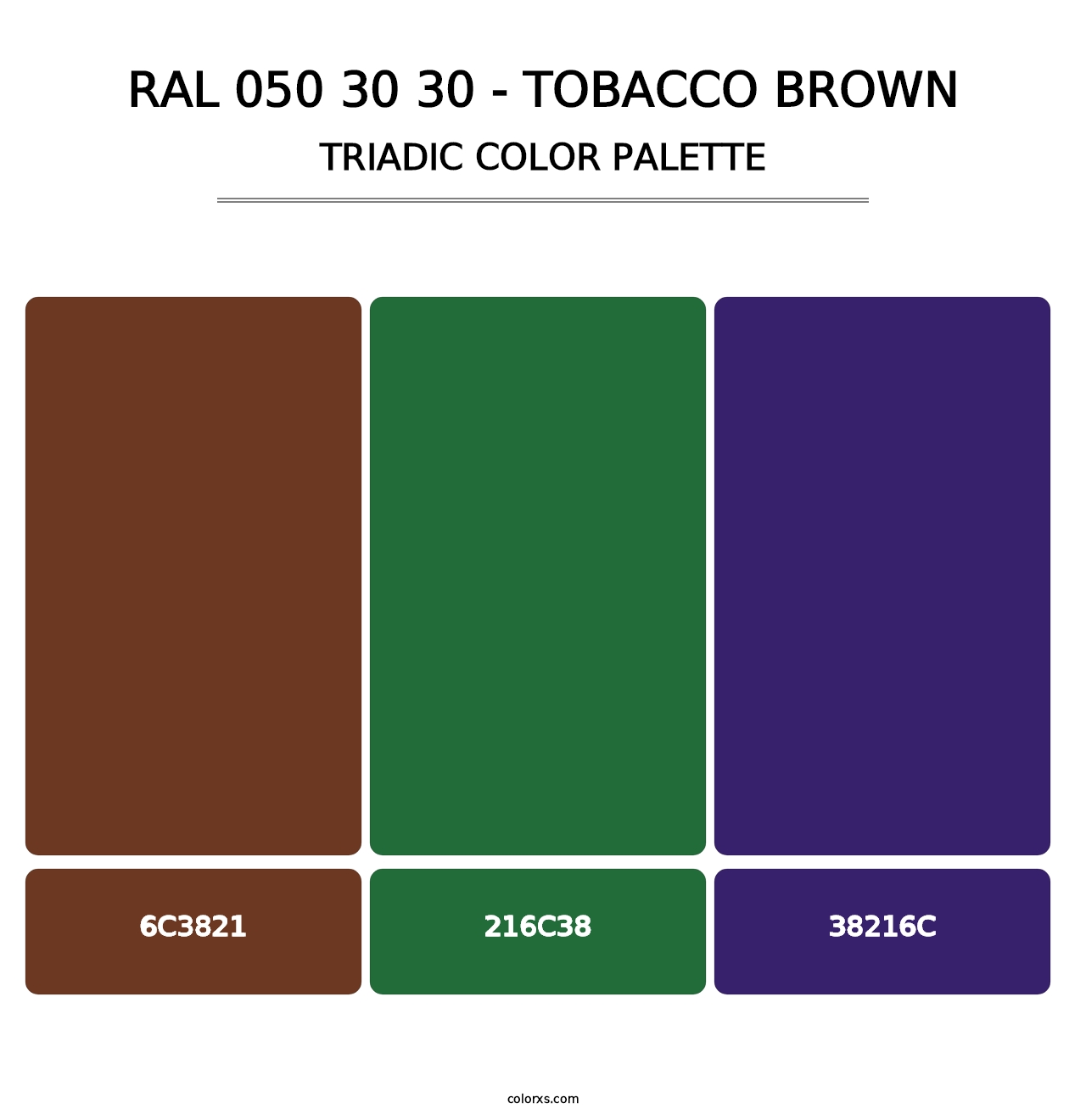 RAL 050 30 30 - Tobacco Brown - Triadic Color Palette
