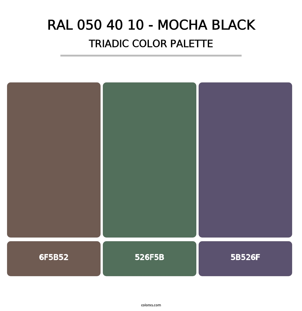 RAL 050 40 10 - Mocha Black - Triadic Color Palette