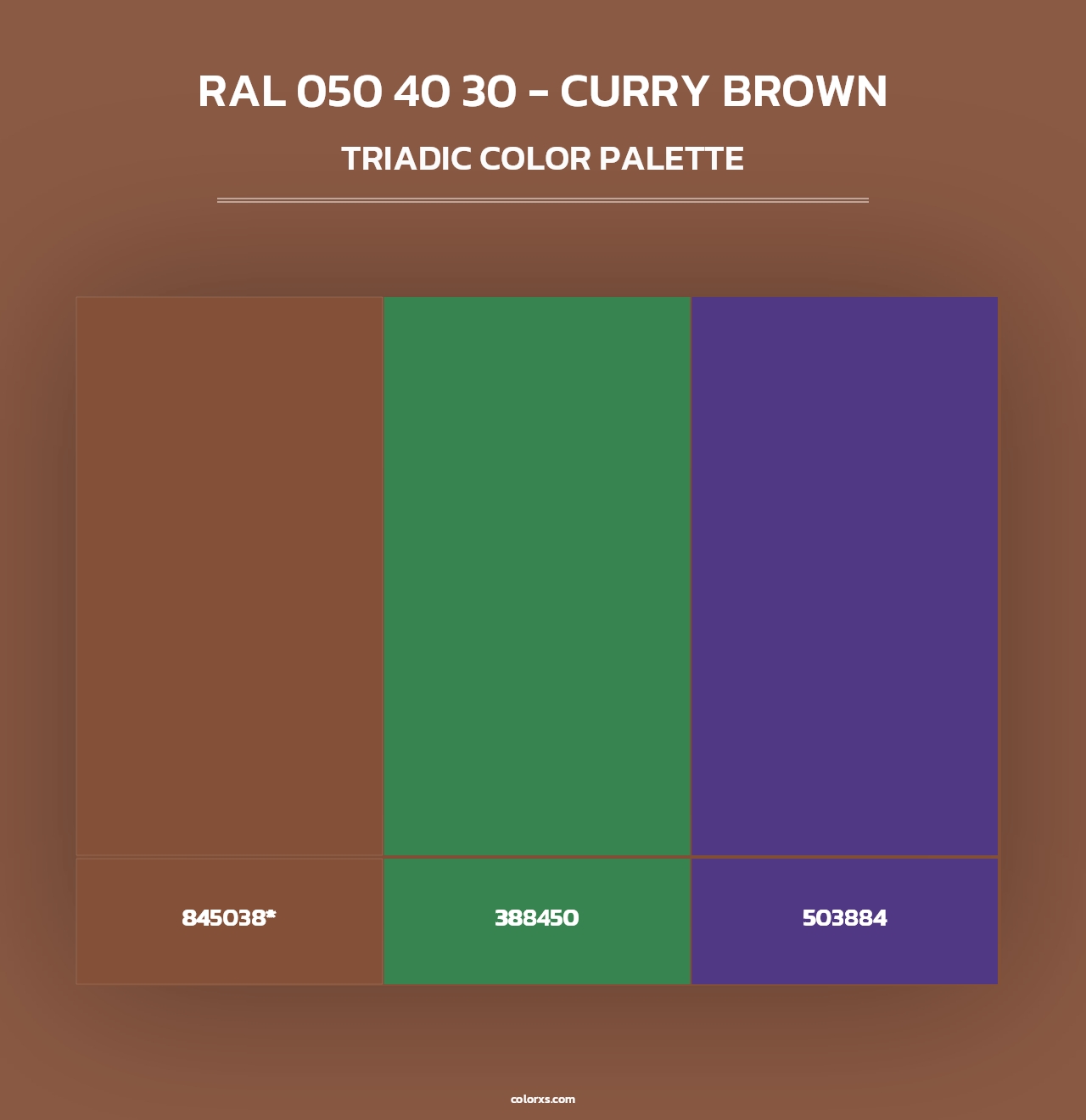 RAL 050 40 30 - Curry Brown - Triadic Color Palette