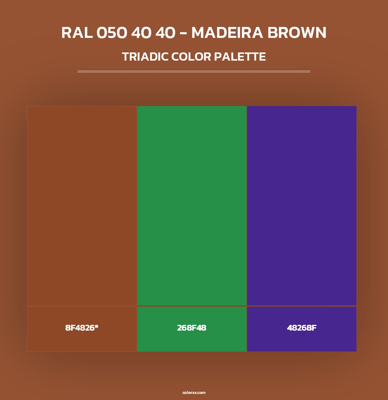 RAL 050 40 40 - Madeira Brown - Triadic Color Palette