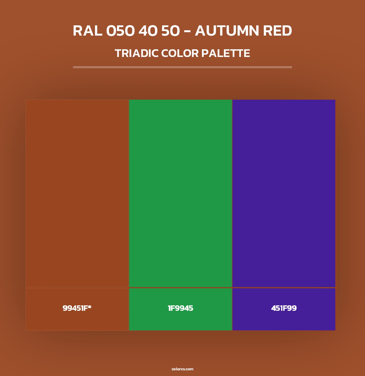 RAL 050 40 50 - Autumn Red - Triadic Color Palette
