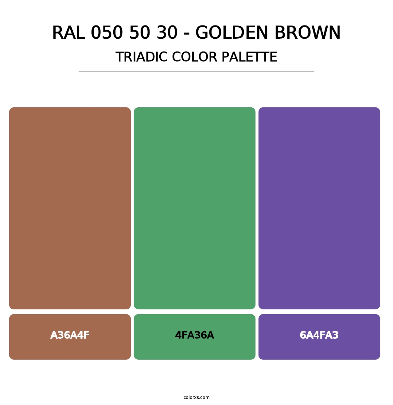 RAL 050 50 30 - Golden Brown - Triadic Color Palette
