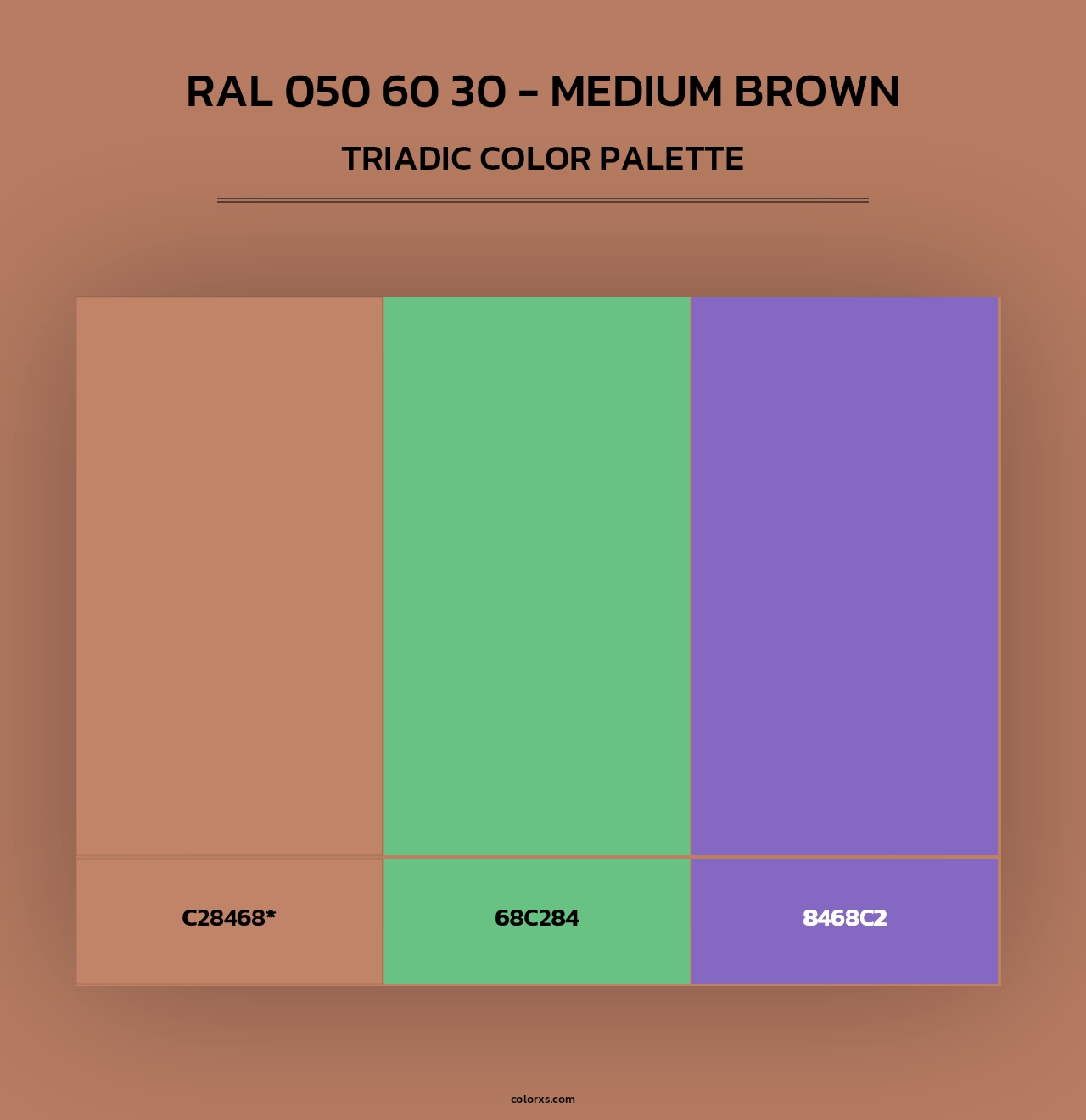 RAL 050 60 30 - Medium Brown - Triadic Color Palette