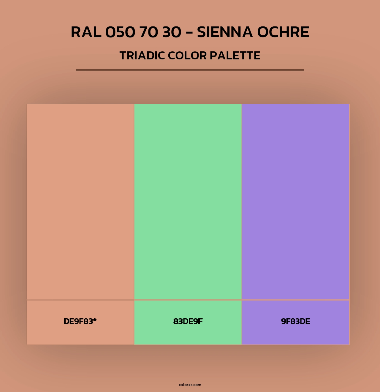 RAL 050 70 30 - Sienna Ochre - Triadic Color Palette