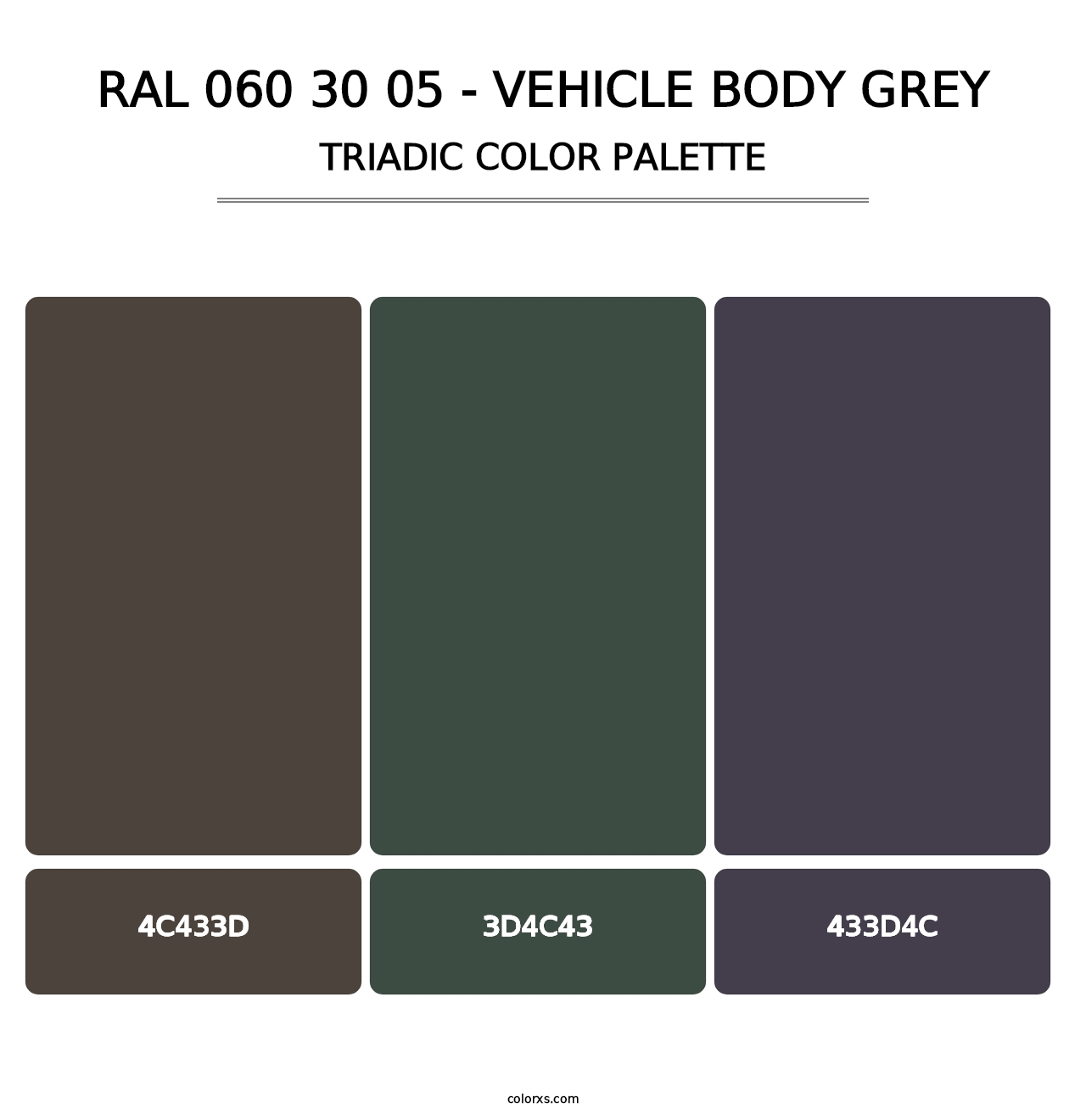 RAL 060 30 05 - Vehicle Body Grey - Triadic Color Palette