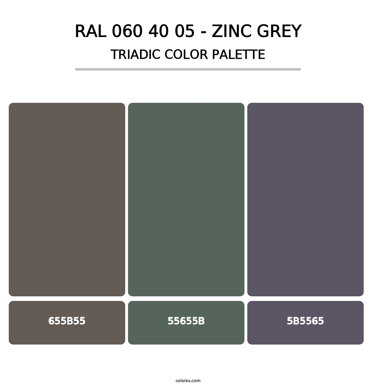 RAL 060 40 05 - Zinc Grey - Triadic Color Palette