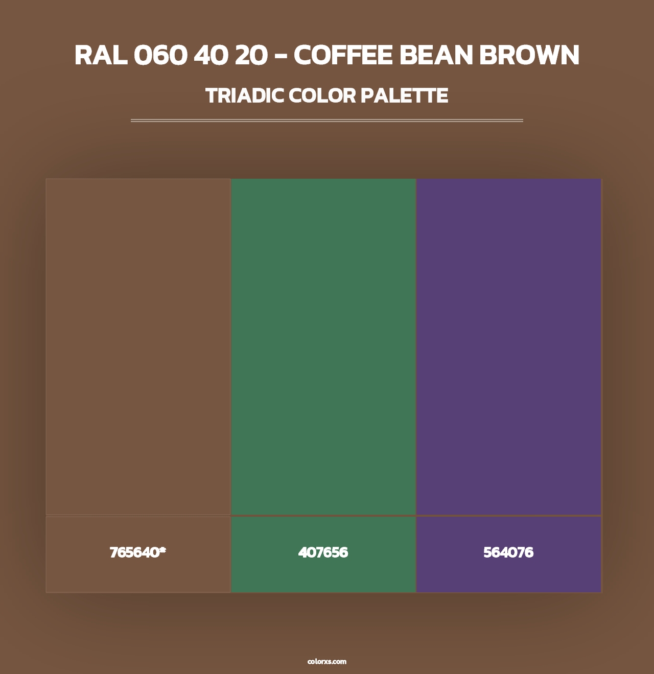 RAL 060 40 20 - Coffee Bean Brown - Triadic Color Palette