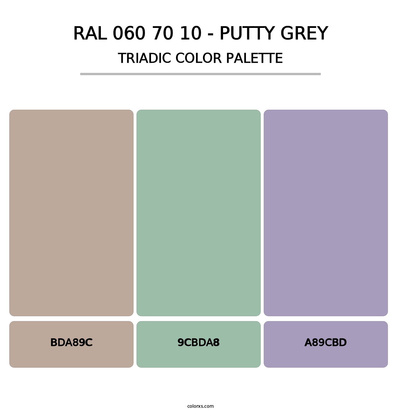 RAL 060 70 10 - Putty Grey - Triadic Color Palette
