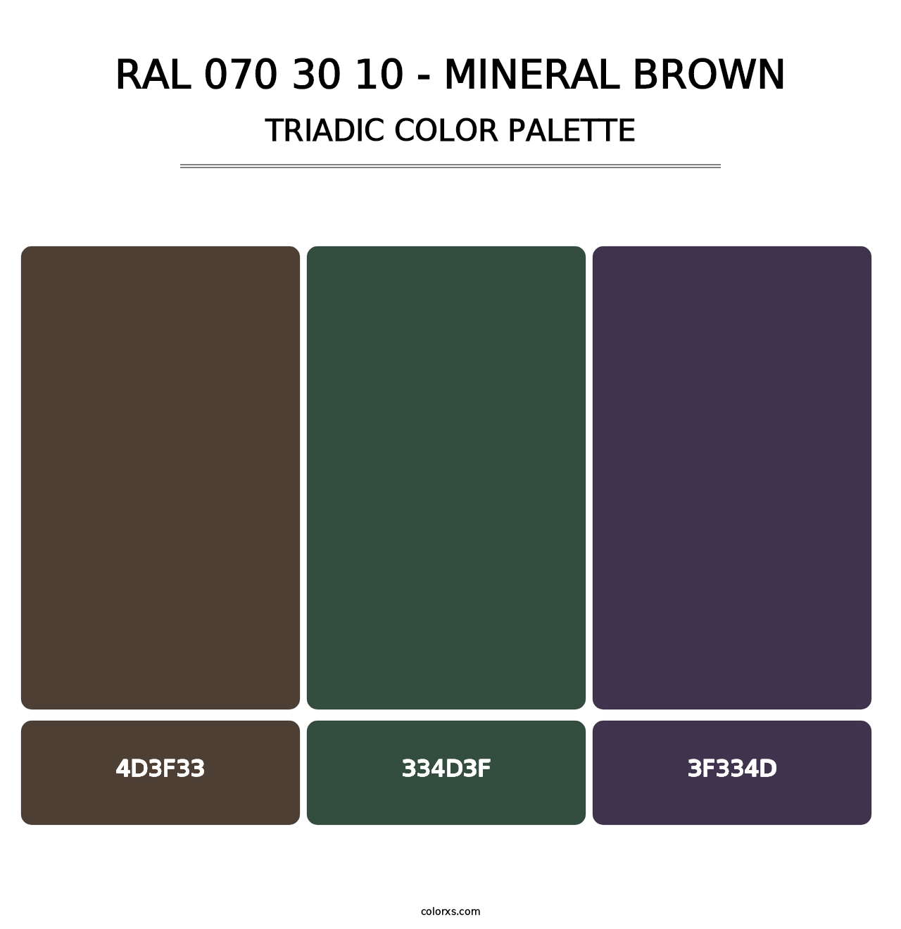 RAL 070 30 10 - Mineral Brown - Triadic Color Palette