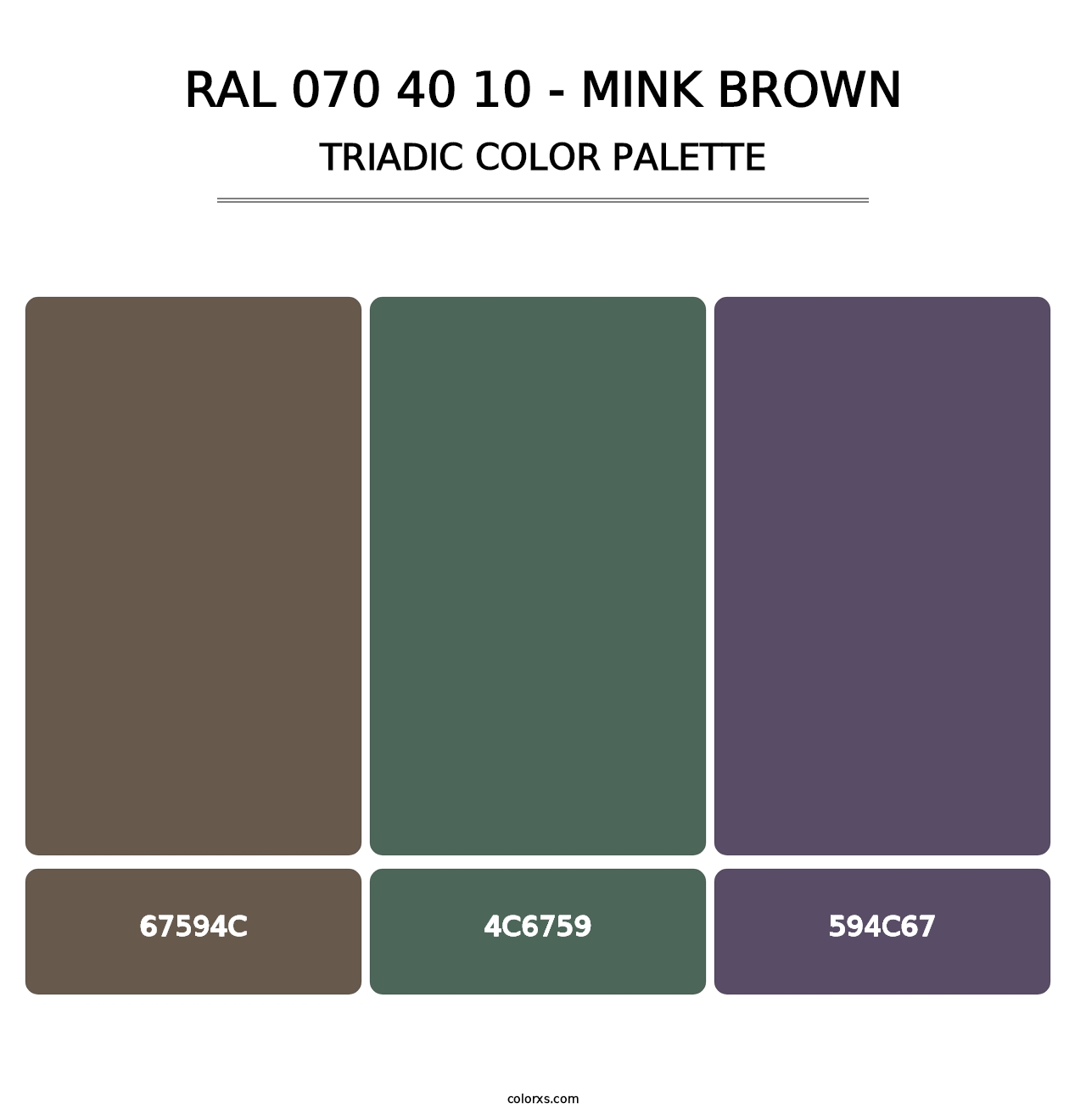 RAL 070 40 10 - Mink Brown - Triadic Color Palette