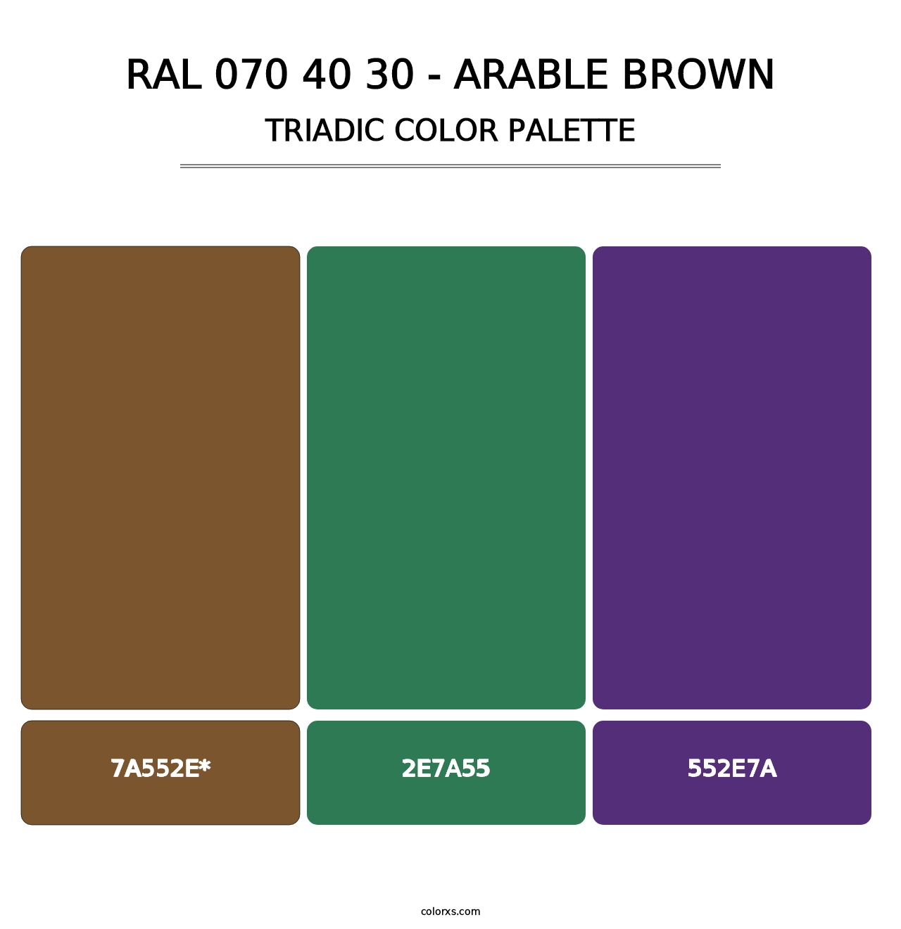 RAL 070 40 30 - Arable Brown - Triadic Color Palette