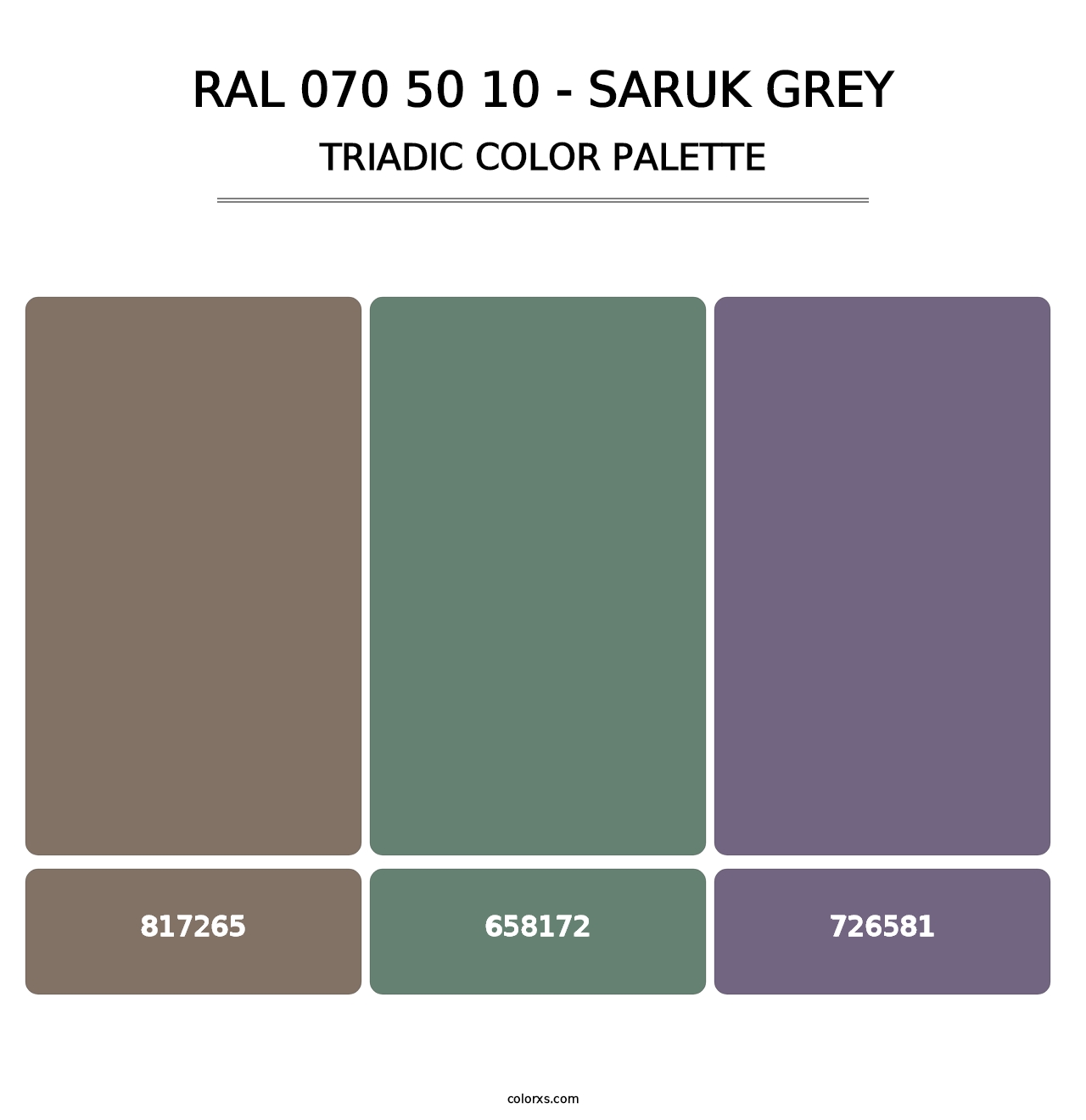 RAL 070 50 10 - Saruk Grey - Triadic Color Palette