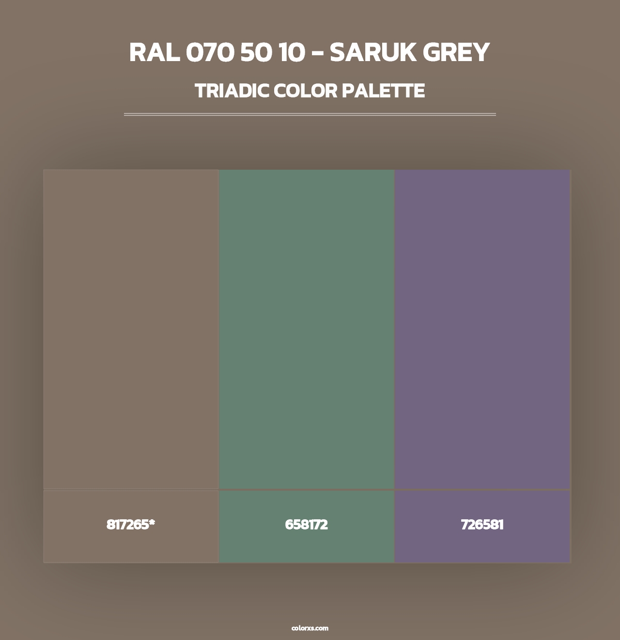 RAL 070 50 10 - Saruk Grey - Triadic Color Palette