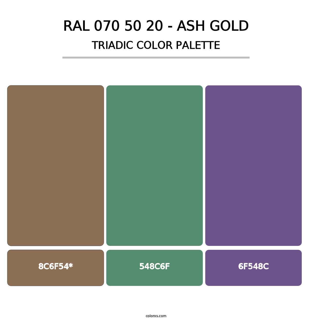 RAL 070 50 20 - Ash Gold - Triadic Color Palette