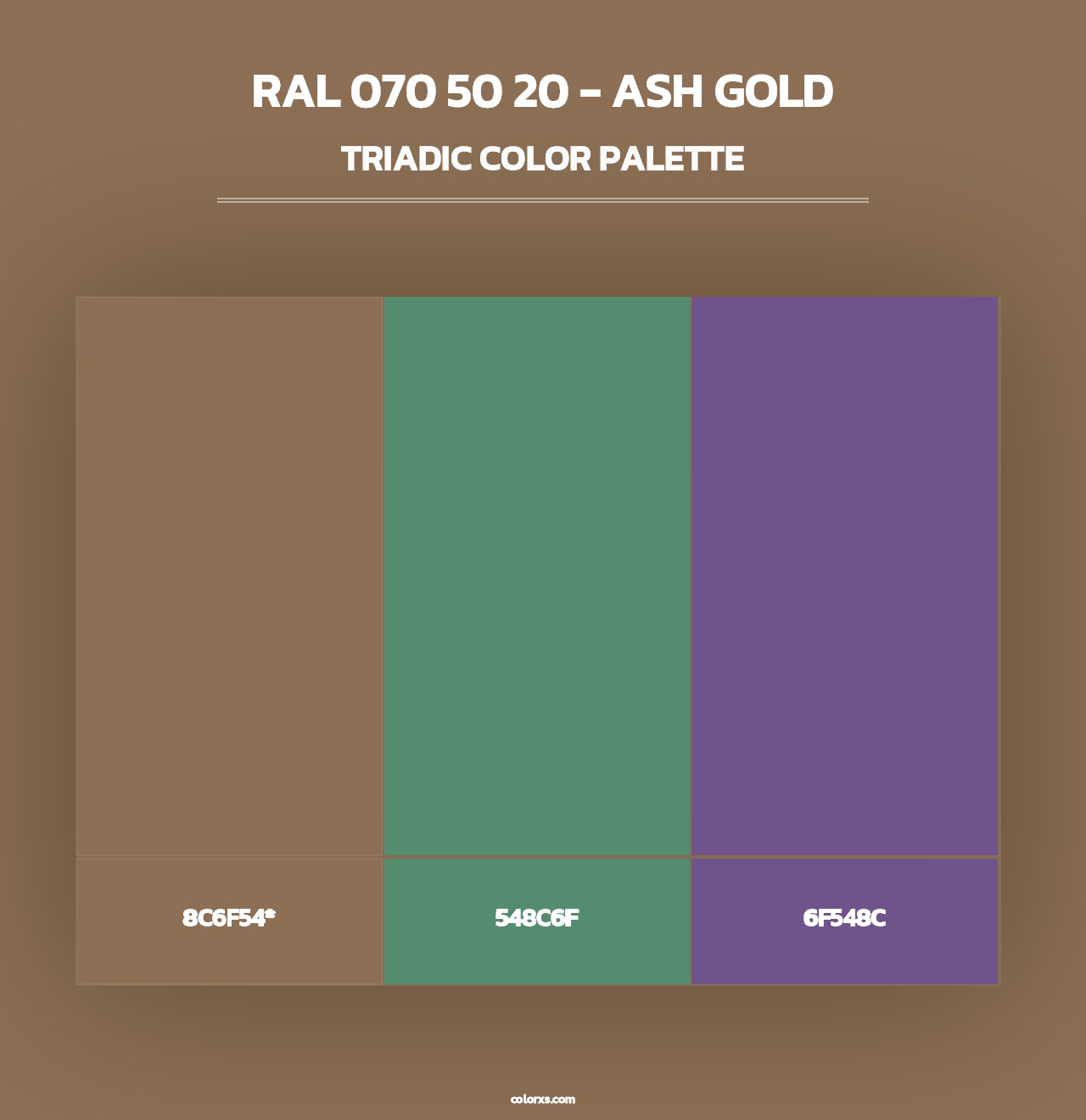 RAL 070 50 20 - Ash Gold - Triadic Color Palette