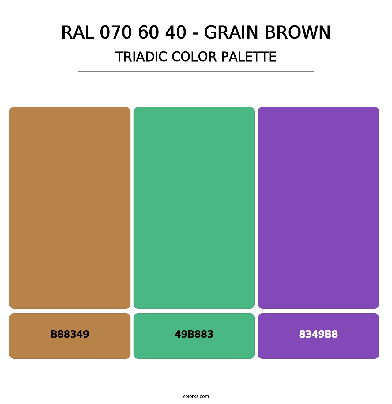 RAL 070 60 40 - Grain Brown - Triadic Color Palette