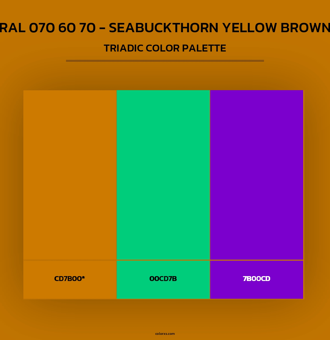 RAL 070 60 70 - Seabuckthorn Yellow Brown - Triadic Color Palette