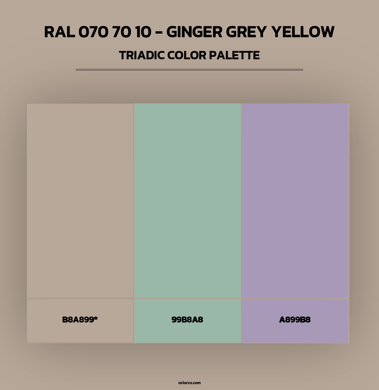 RAL 070 70 10 - Ginger Grey Yellow - Triadic Color Palette