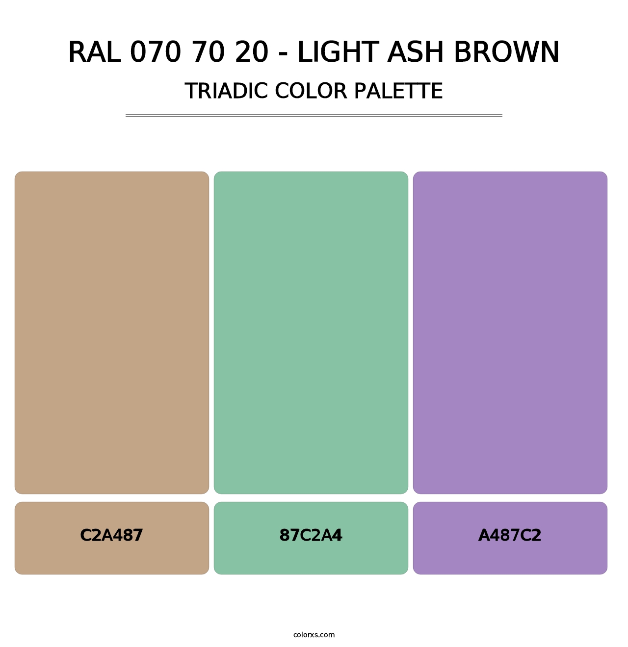 RAL 070 70 20 - Light Ash Brown - Triadic Color Palette