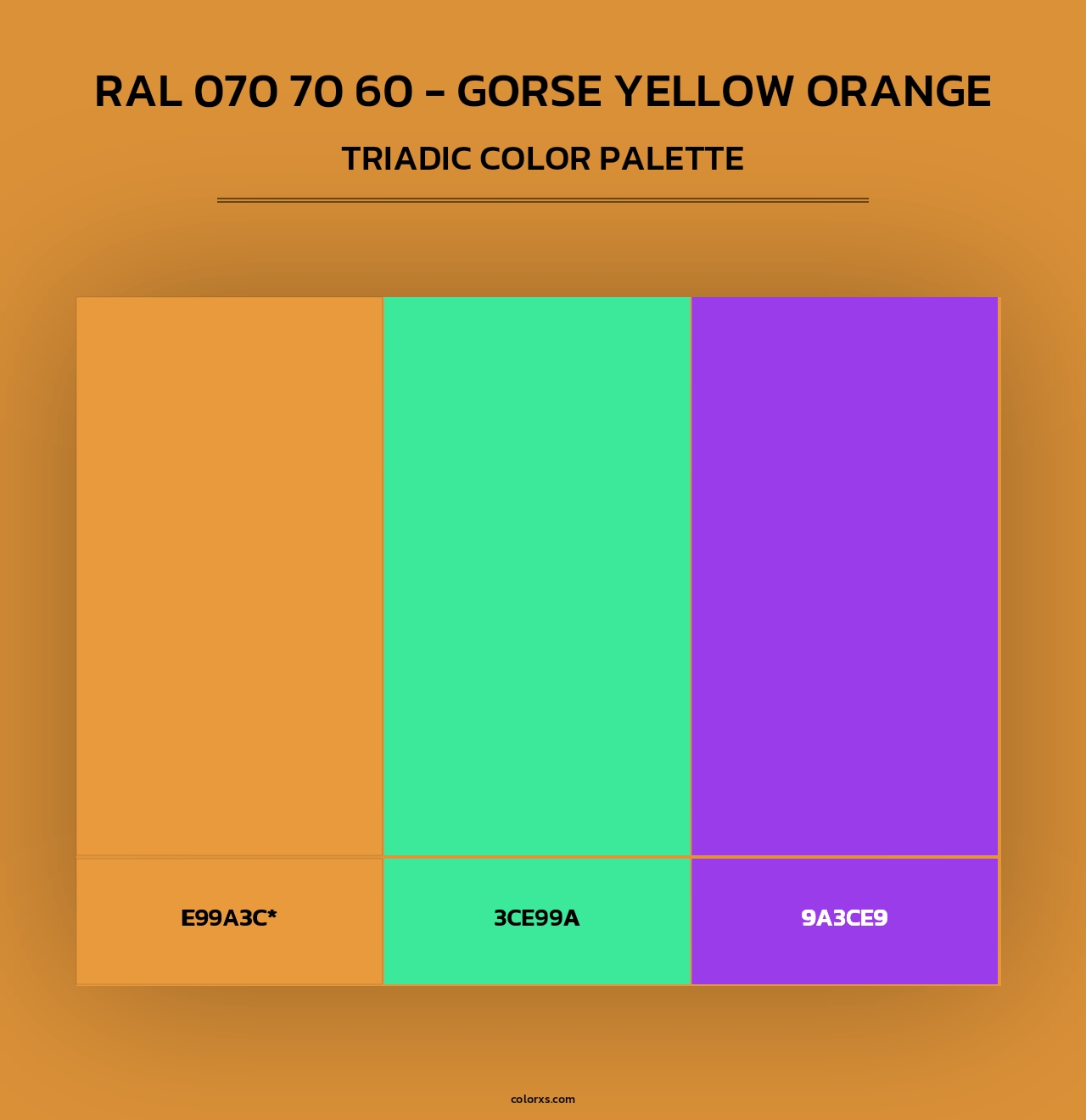 RAL 070 70 60 - Gorse Yellow Orange - Triadic Color Palette