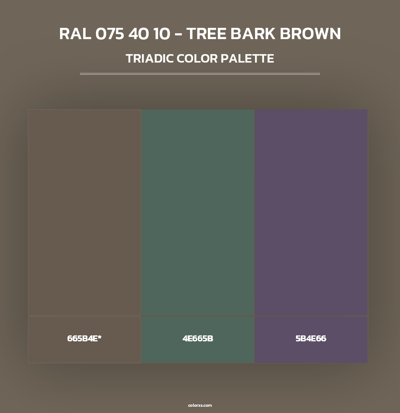 RAL 075 40 10 - Tree Bark Brown - Triadic Color Palette