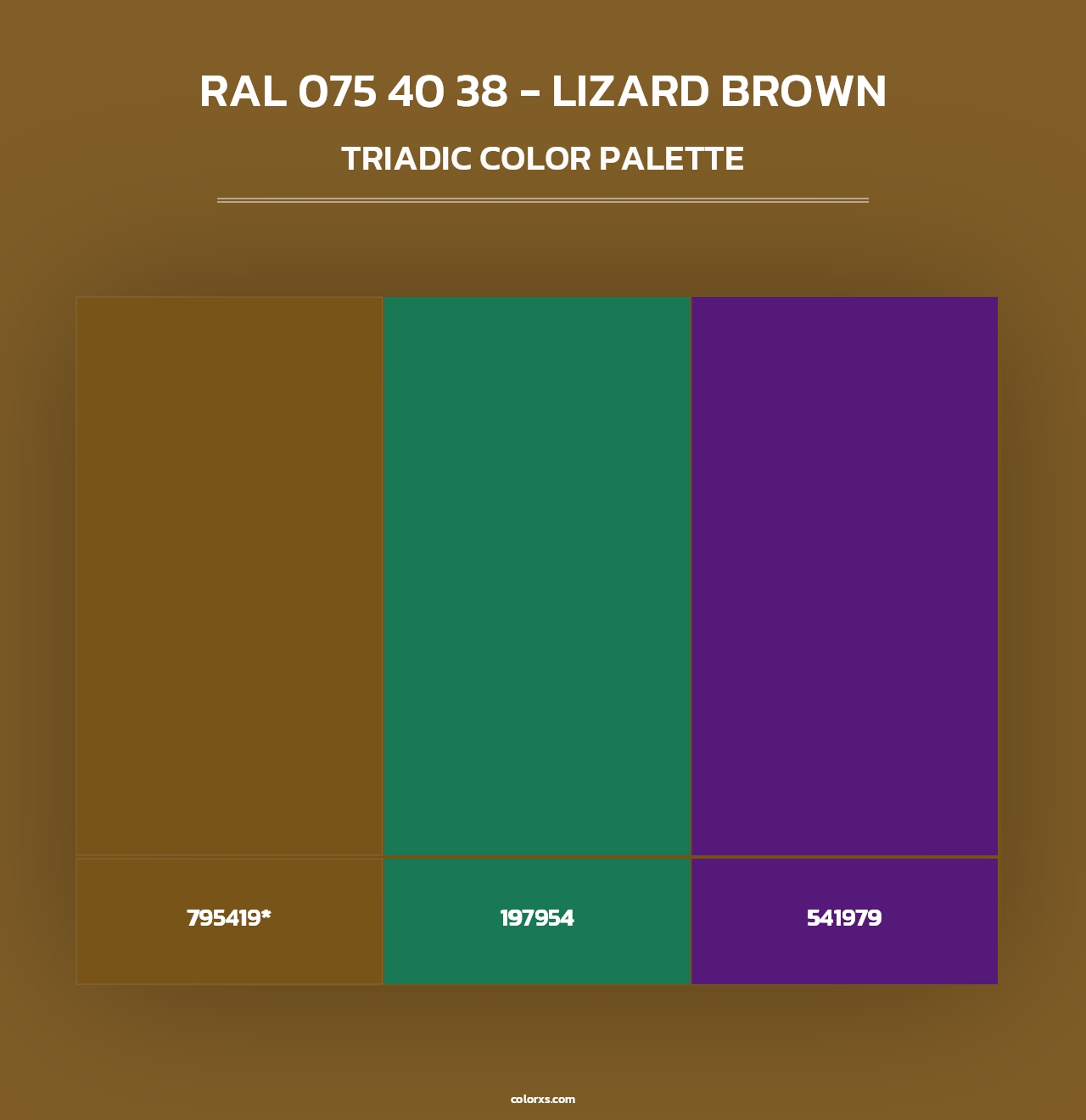 RAL 075 40 38 - Lizard Brown - Triadic Color Palette