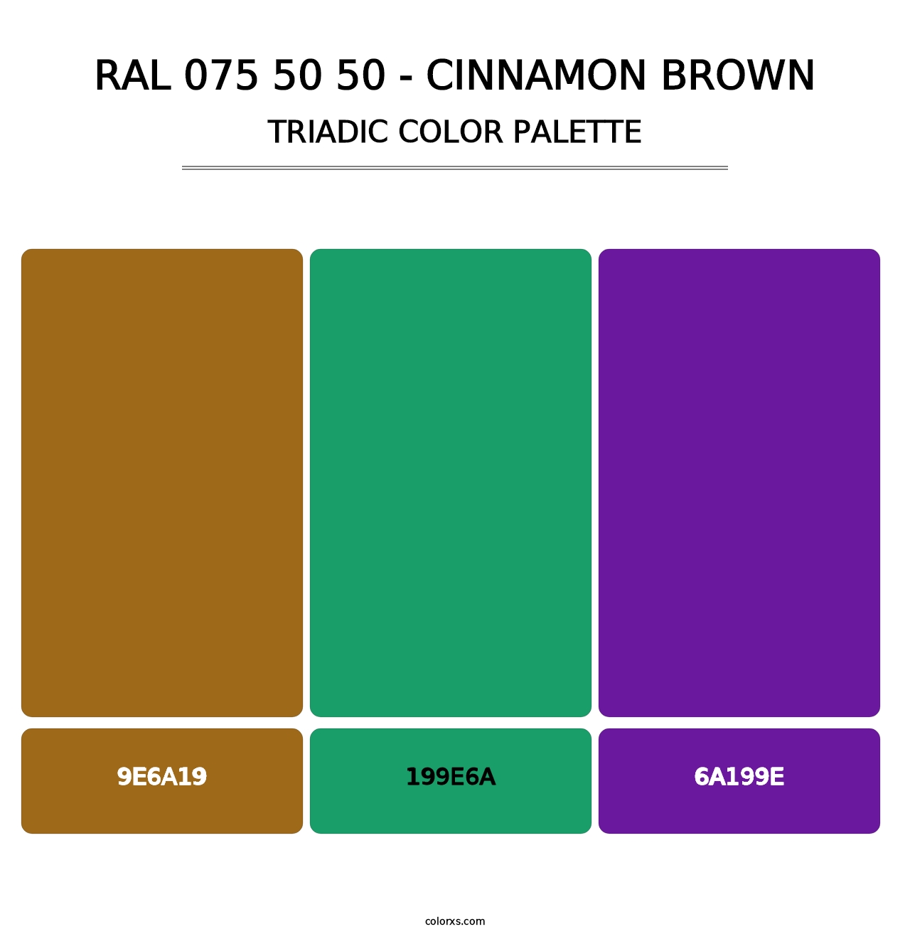 RAL 075 50 50 - Cinnamon Brown - Triadic Color Palette