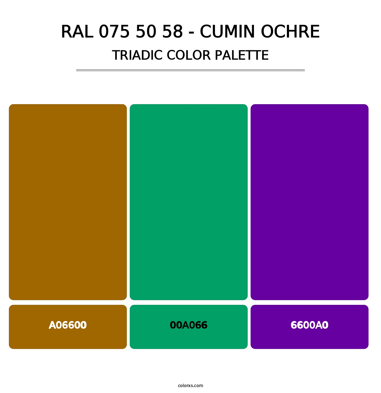 RAL 075 50 58 - Cumin Ochre - Triadic Color Palette