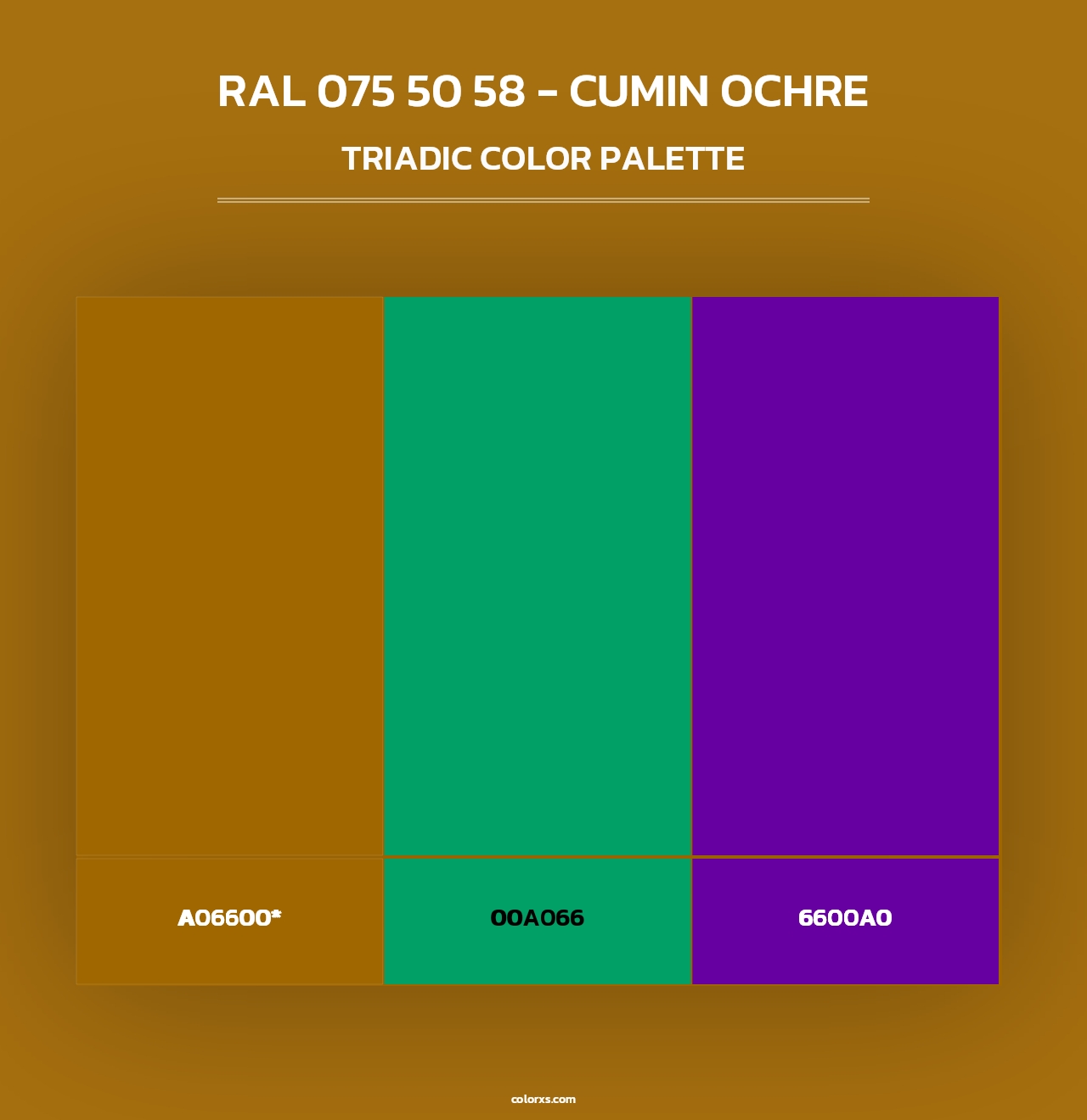 RAL 075 50 58 - Cumin Ochre - Triadic Color Palette