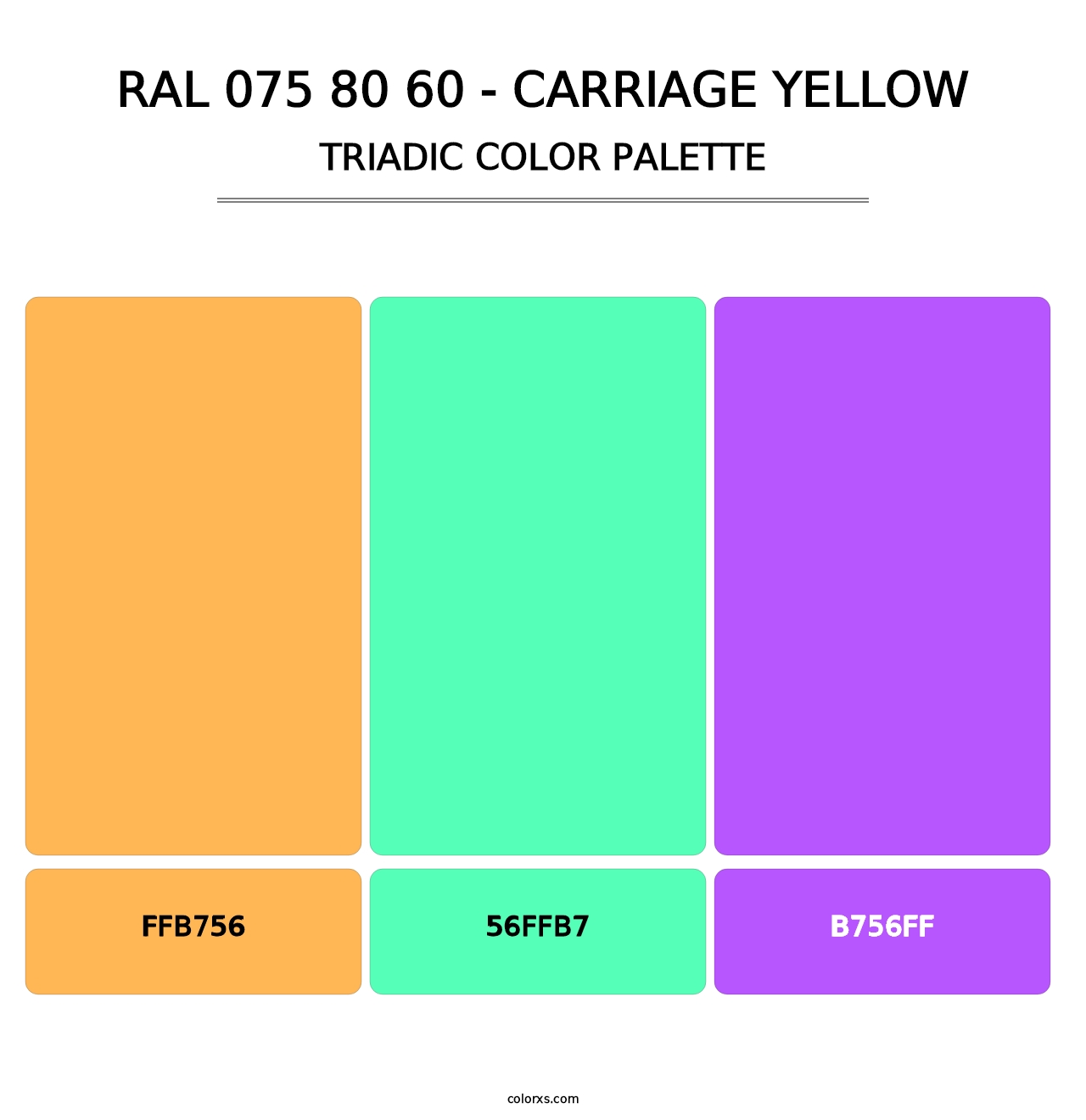 RAL 075 80 60 - Carriage Yellow - Triadic Color Palette