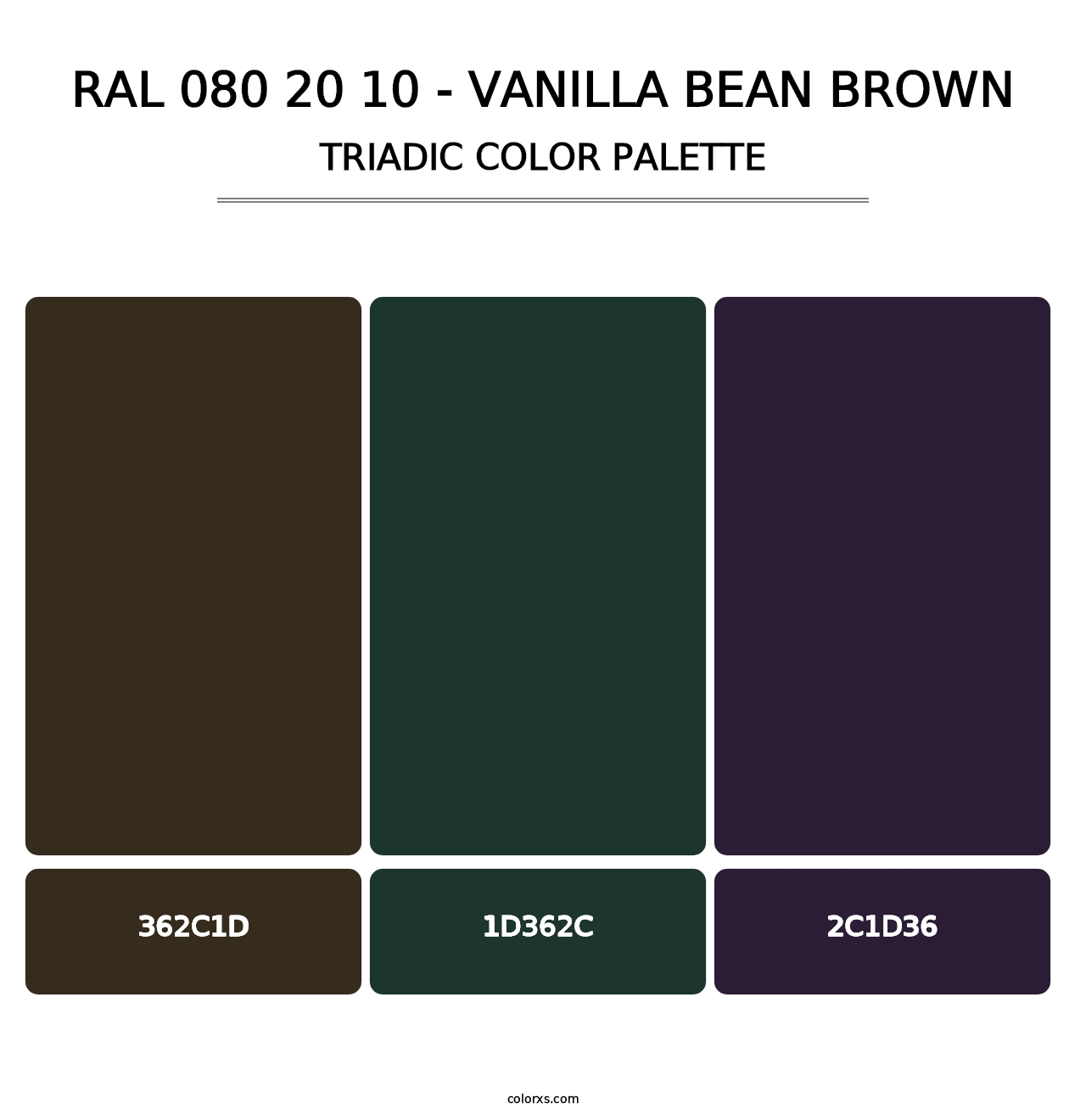 RAL 080 20 10 - Vanilla Bean Brown - Triadic Color Palette