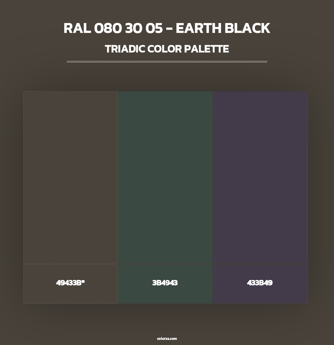 RAL 080 30 05 - Earth Black - Triadic Color Palette