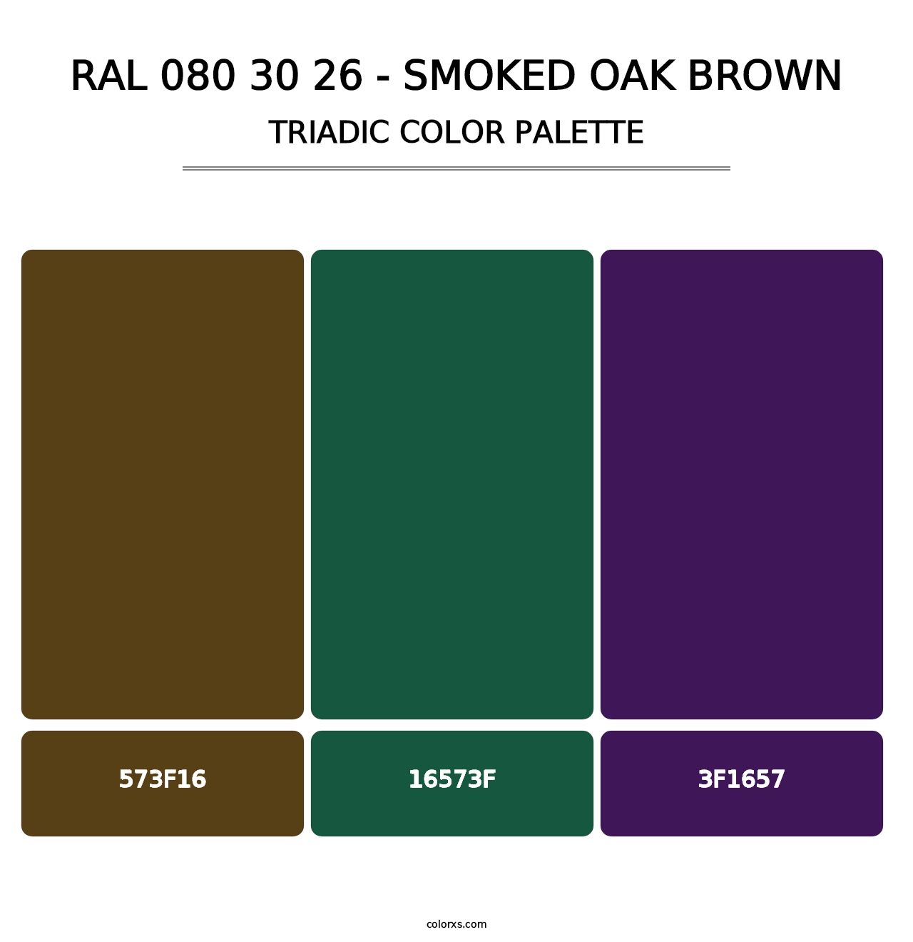 RAL 080 30 26 - Smoked Oak Brown - Triadic Color Palette
