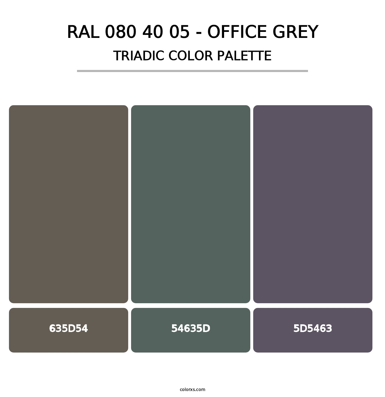 RAL 080 40 05 - Office Grey - Triadic Color Palette
