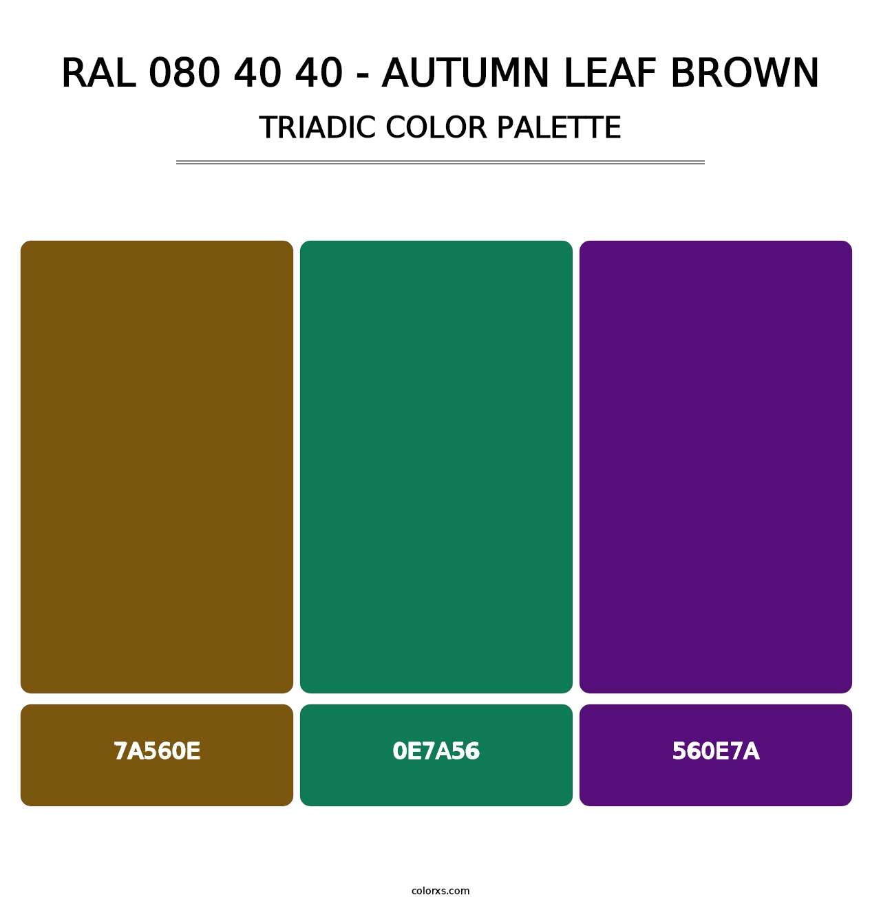 RAL 080 40 40 - Autumn Leaf Brown - Triadic Color Palette