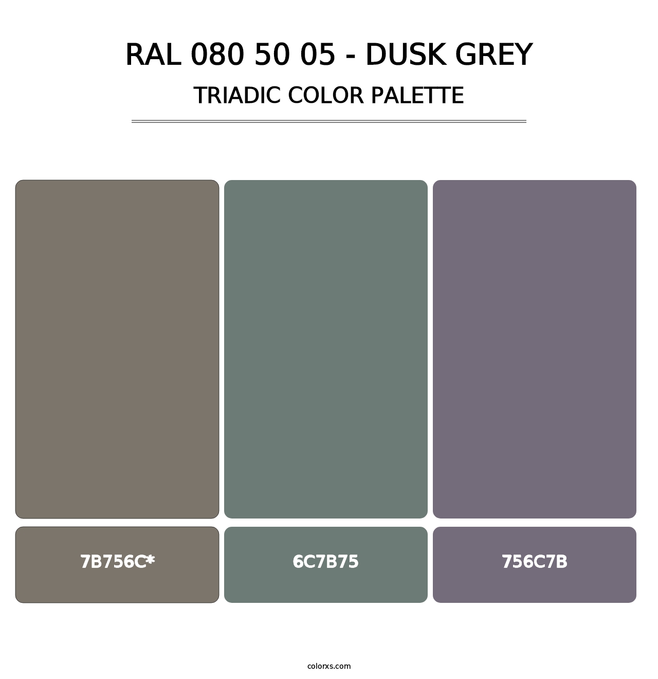 RAL 080 50 05 - Dusk Grey - Triadic Color Palette
