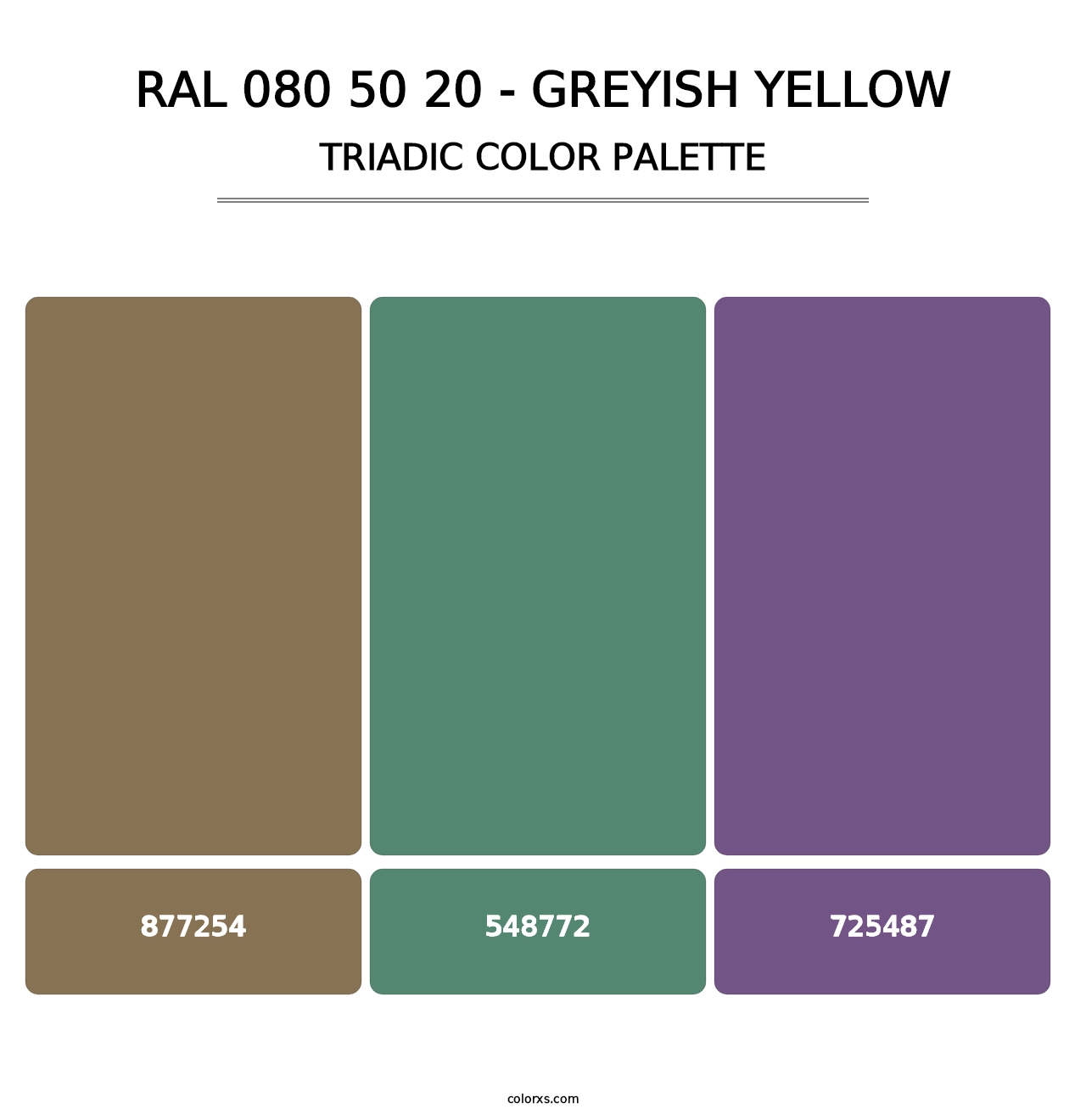 RAL 080 50 20 - Greyish Yellow - Triadic Color Palette