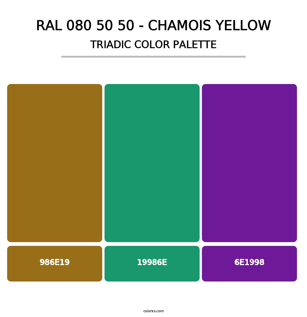 RAL 080 50 50 - Chamois Yellow - Triadic Color Palette