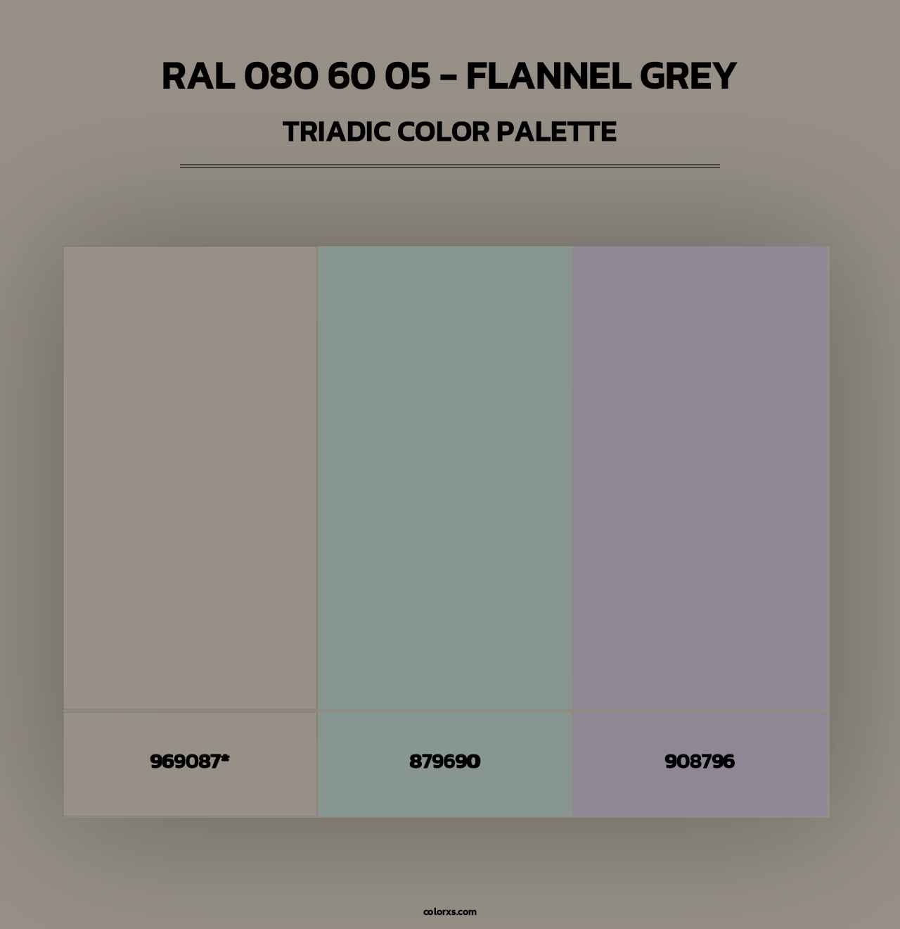 RAL 080 60 05 - Flannel Grey - Triadic Color Palette