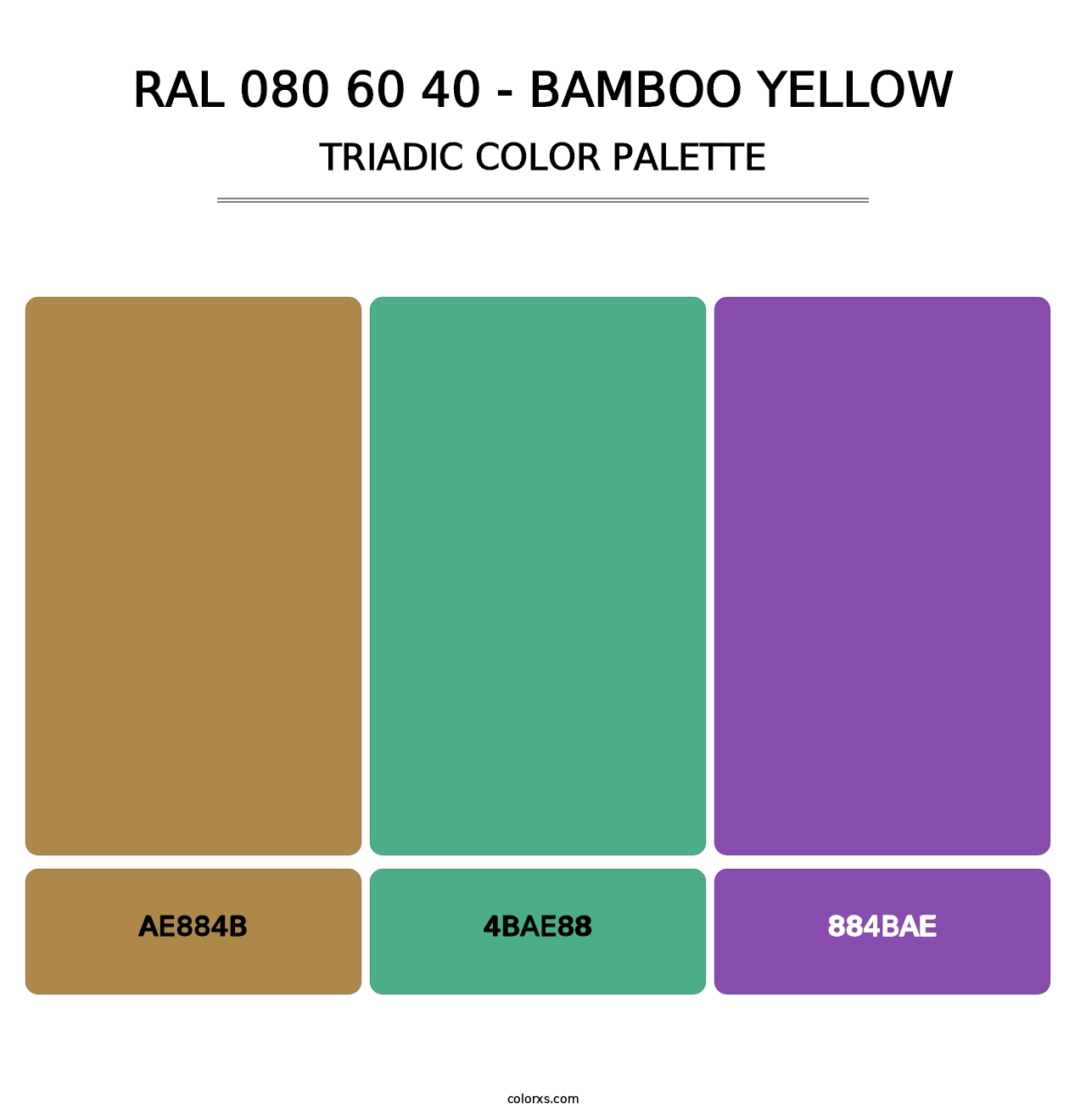 RAL 080 60 40 - Bamboo Yellow - Triadic Color Palette