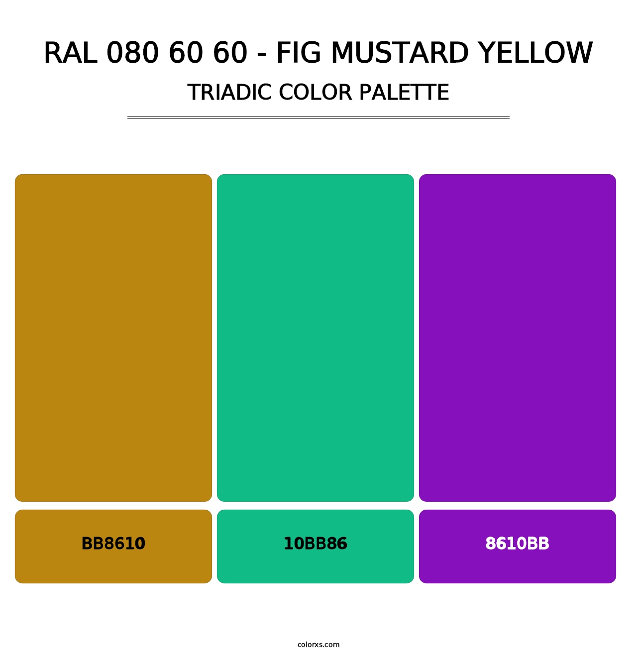 RAL 080 60 60 - Fig Mustard Yellow - Triadic Color Palette