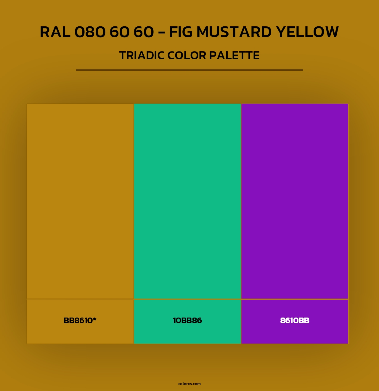 RAL 080 60 60 - Fig Mustard Yellow - Triadic Color Palette