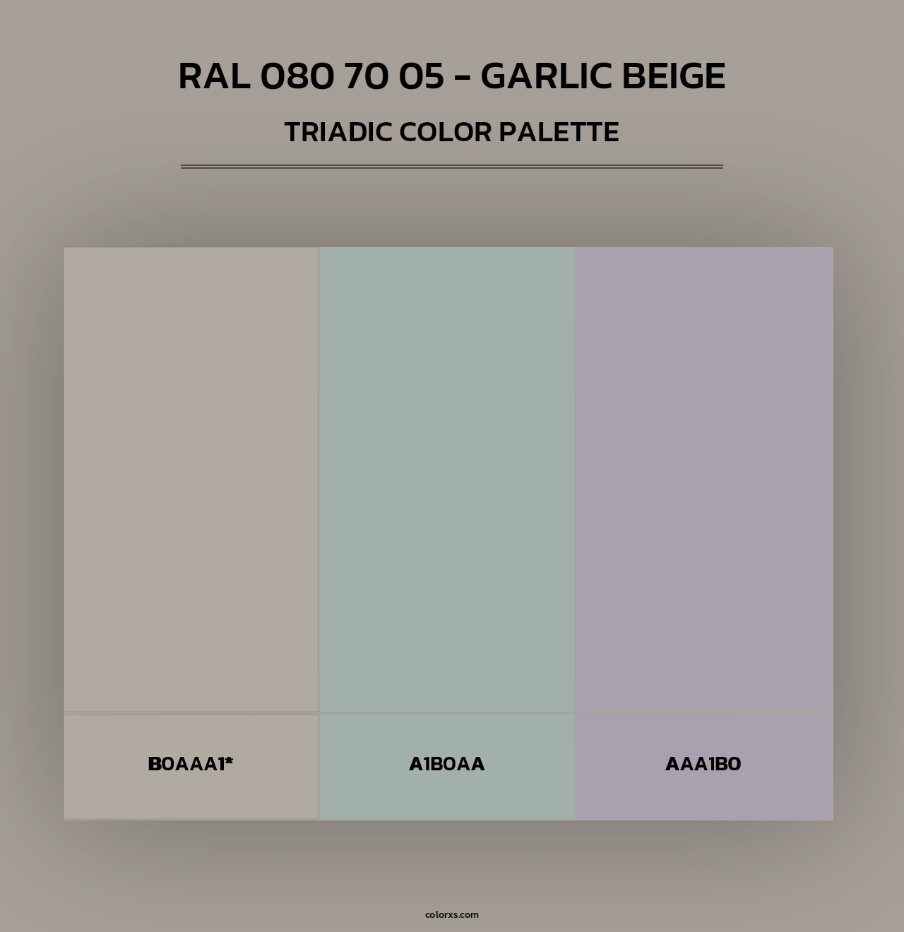 RAL 080 70 05 - Garlic Beige - Triadic Color Palette