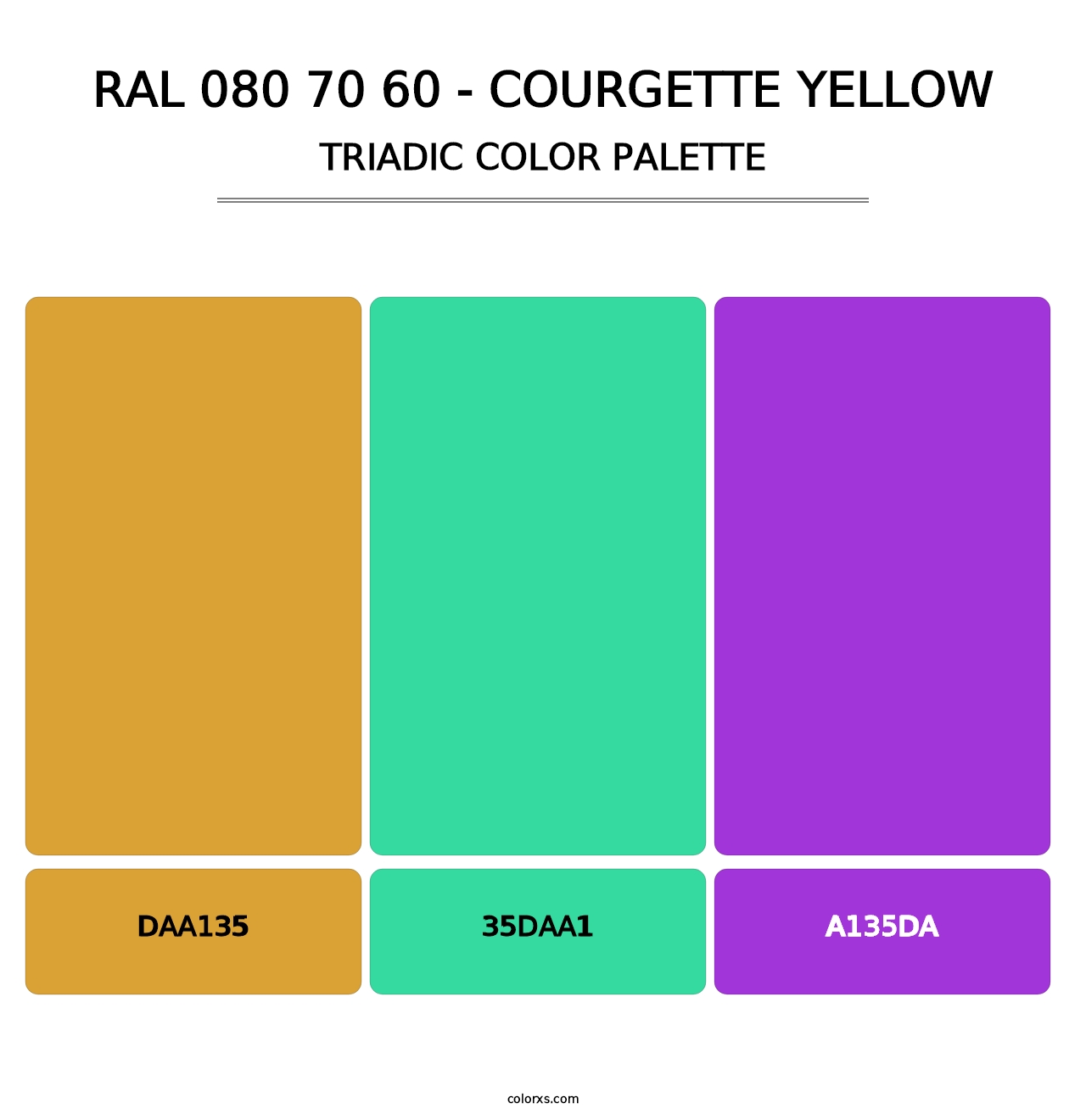 RAL 080 70 60 - Courgette Yellow - Triadic Color Palette