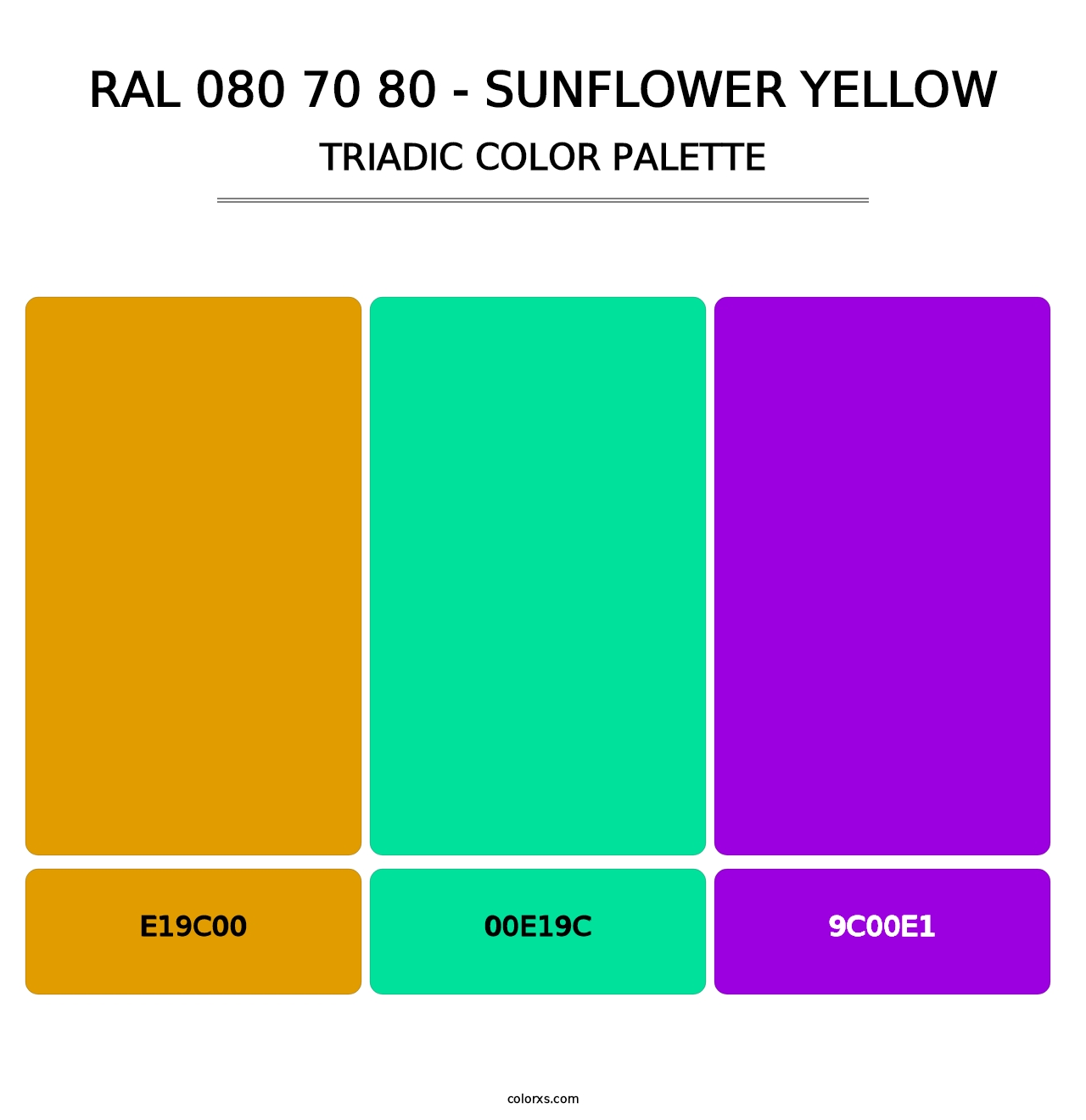 RAL 080 70 80 - Sunflower Yellow - Triadic Color Palette