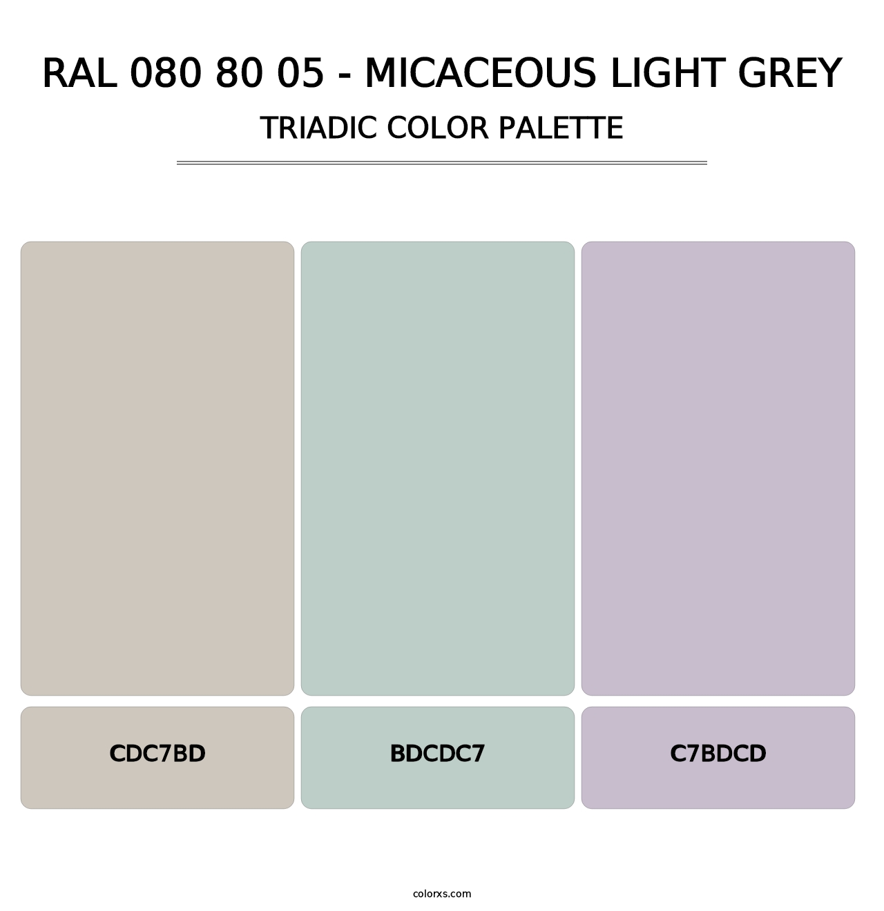 RAL 080 80 05 - Micaceous Light Grey - Triadic Color Palette