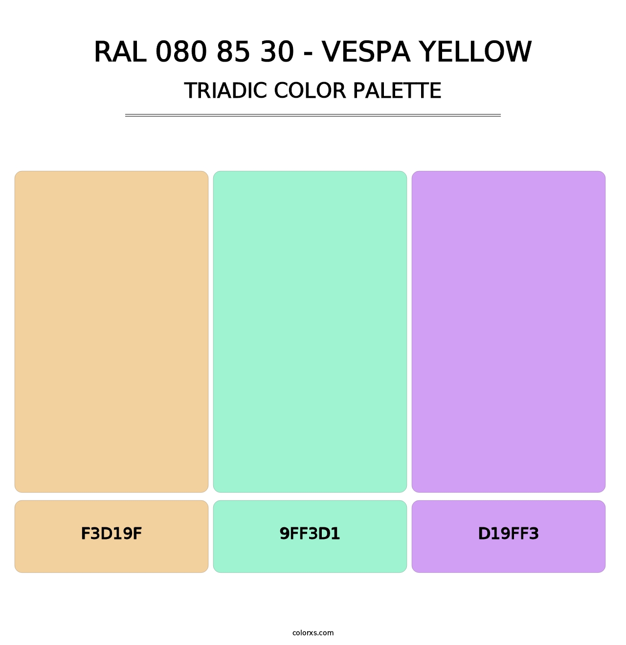 RAL 080 85 30 - Vespa Yellow - Triadic Color Palette